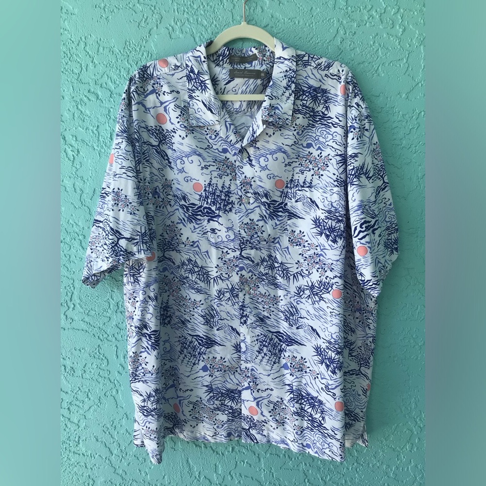 Cremieux Signature 3 White Scenic  XXL Men's Camp Shirt